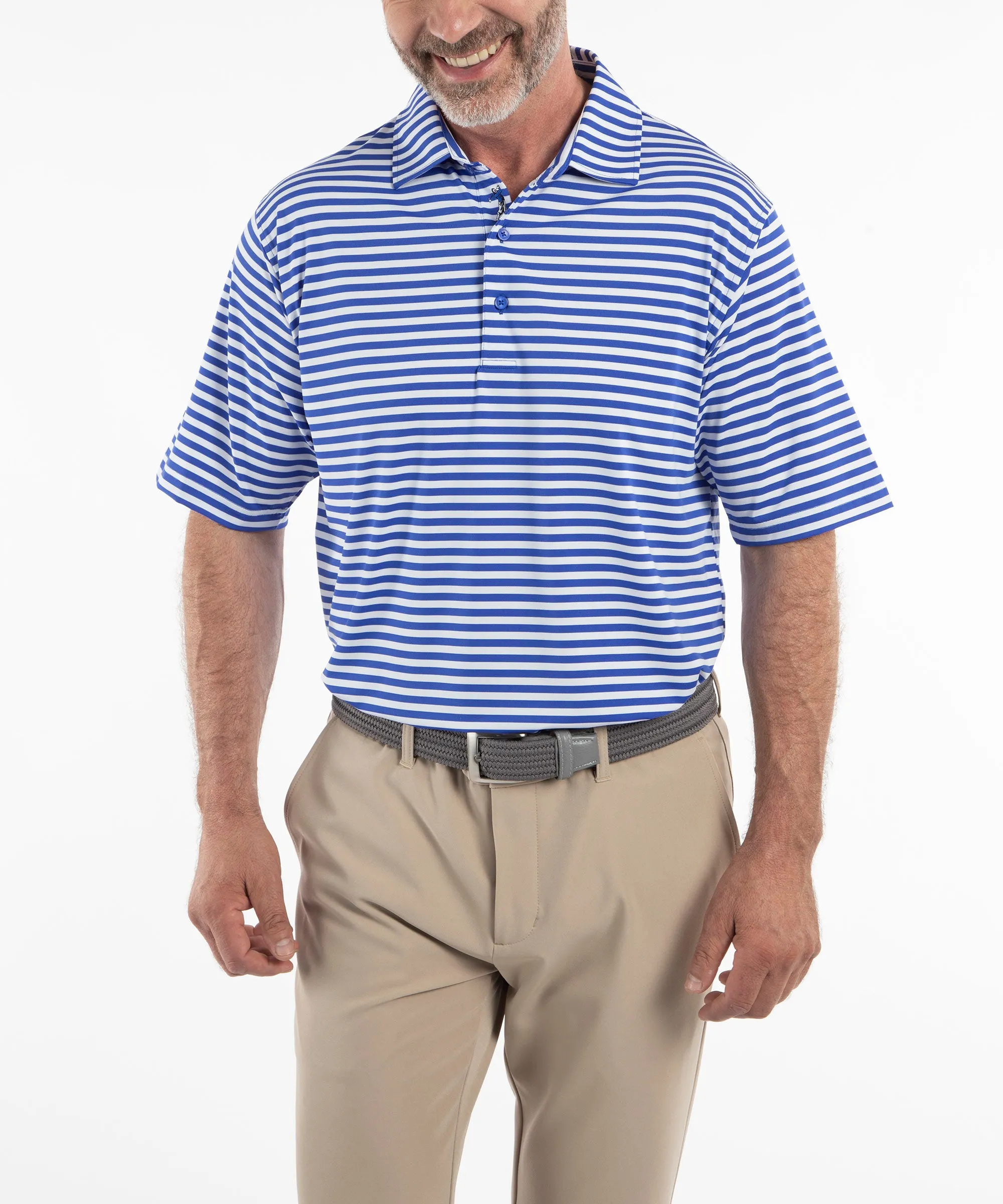 Performance Feed Stripe Short Sleeve Polo Shirt