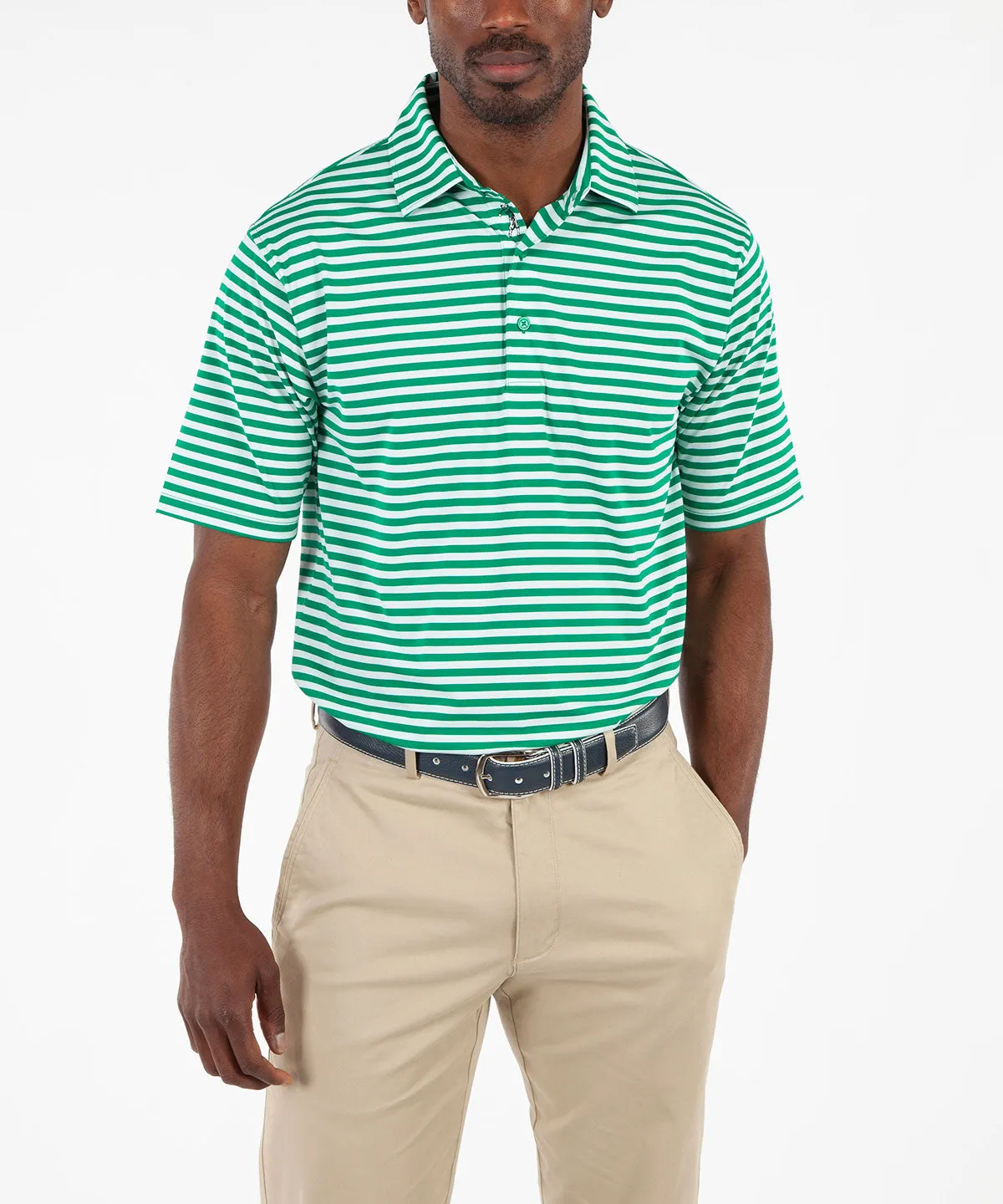 Performance Feed Stripe Short Sleeve Polo Shirt