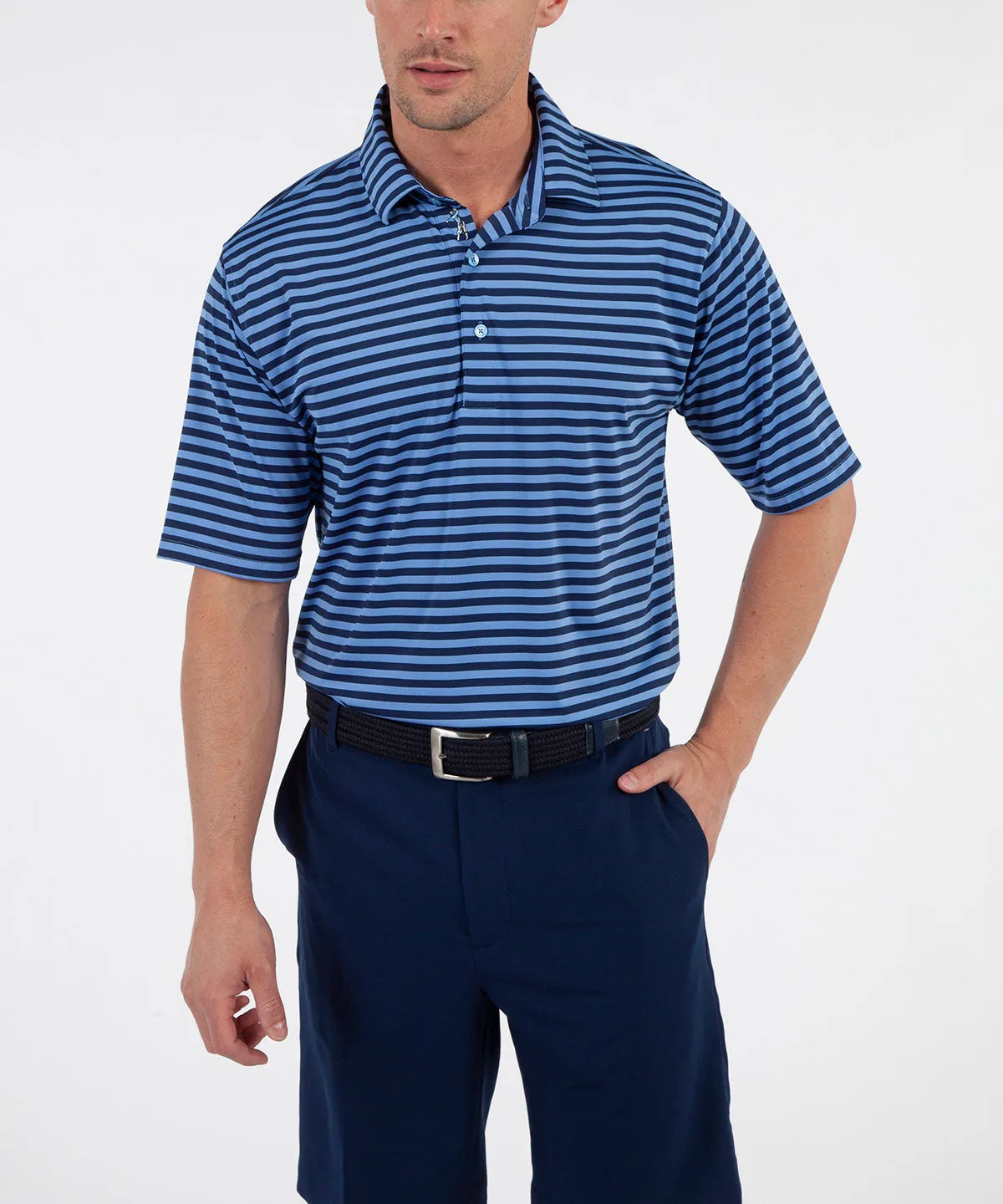 Performance Feed Stripe Short Sleeve Polo Shirt