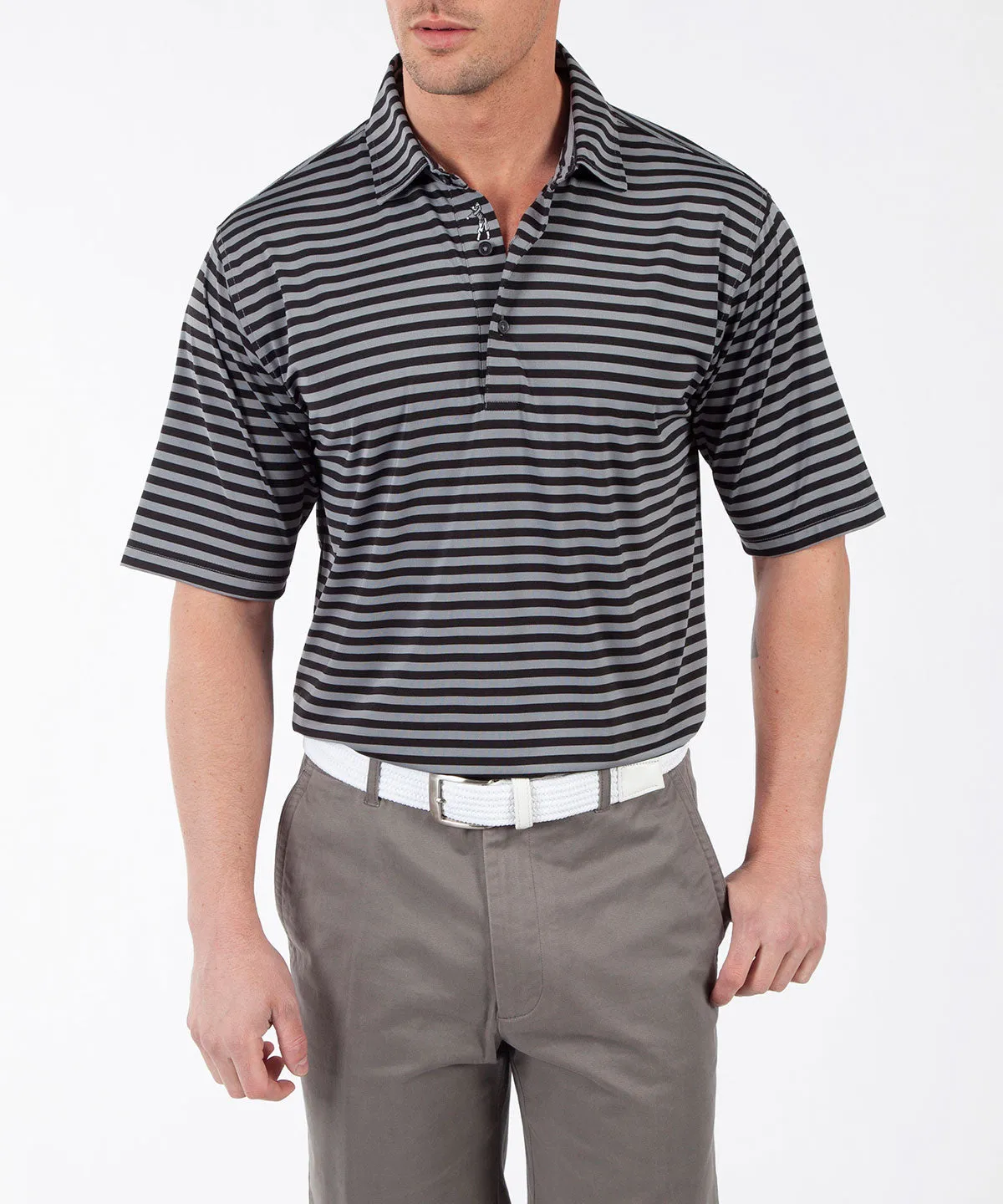 Performance Feed Stripe Short Sleeve Polo Shirt