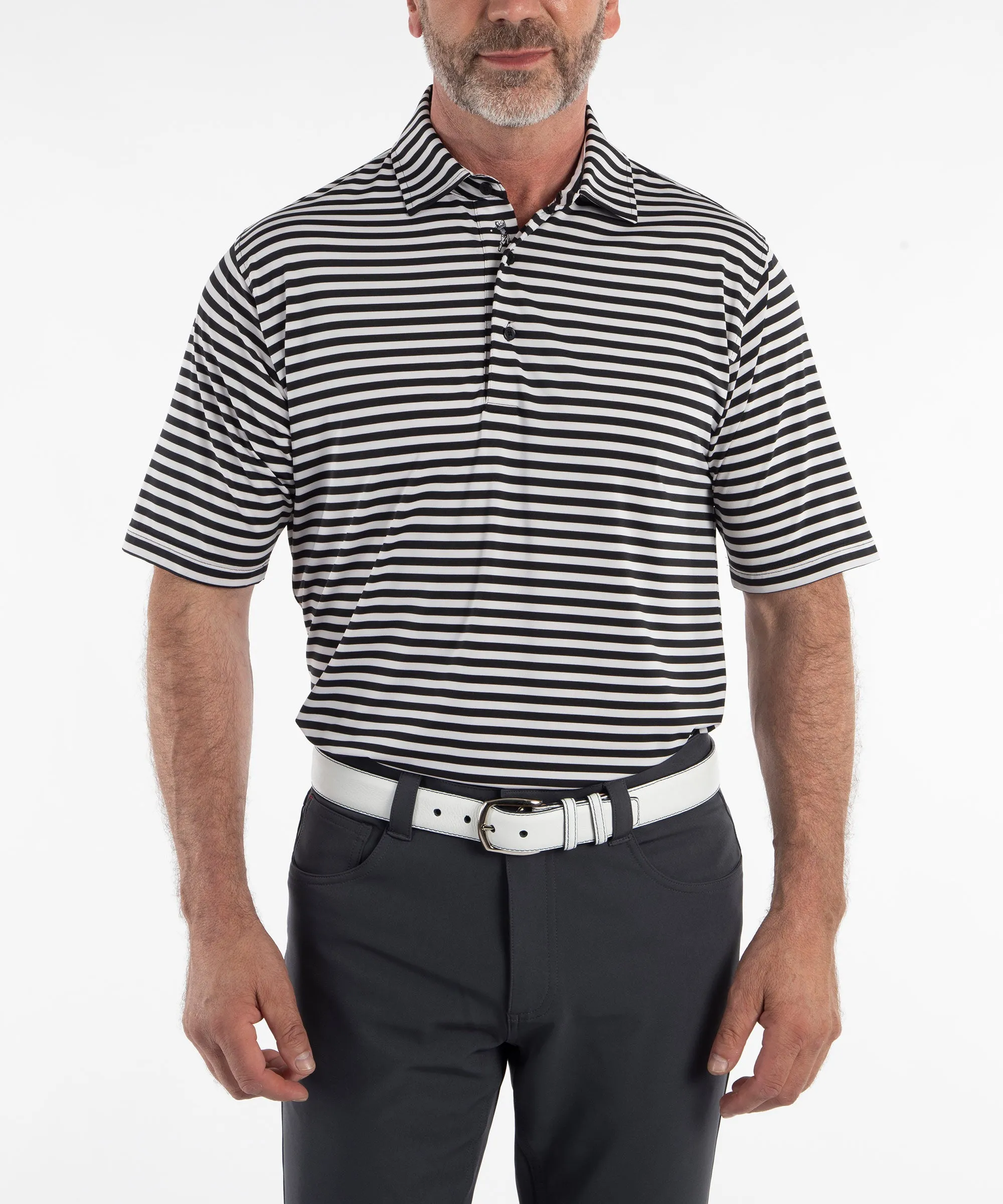 Performance Feed Stripe Short Sleeve Polo Shirt