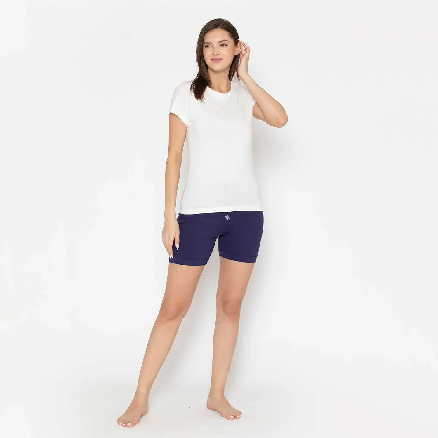 Plain Knitted Shorts For Women - Astral Aura