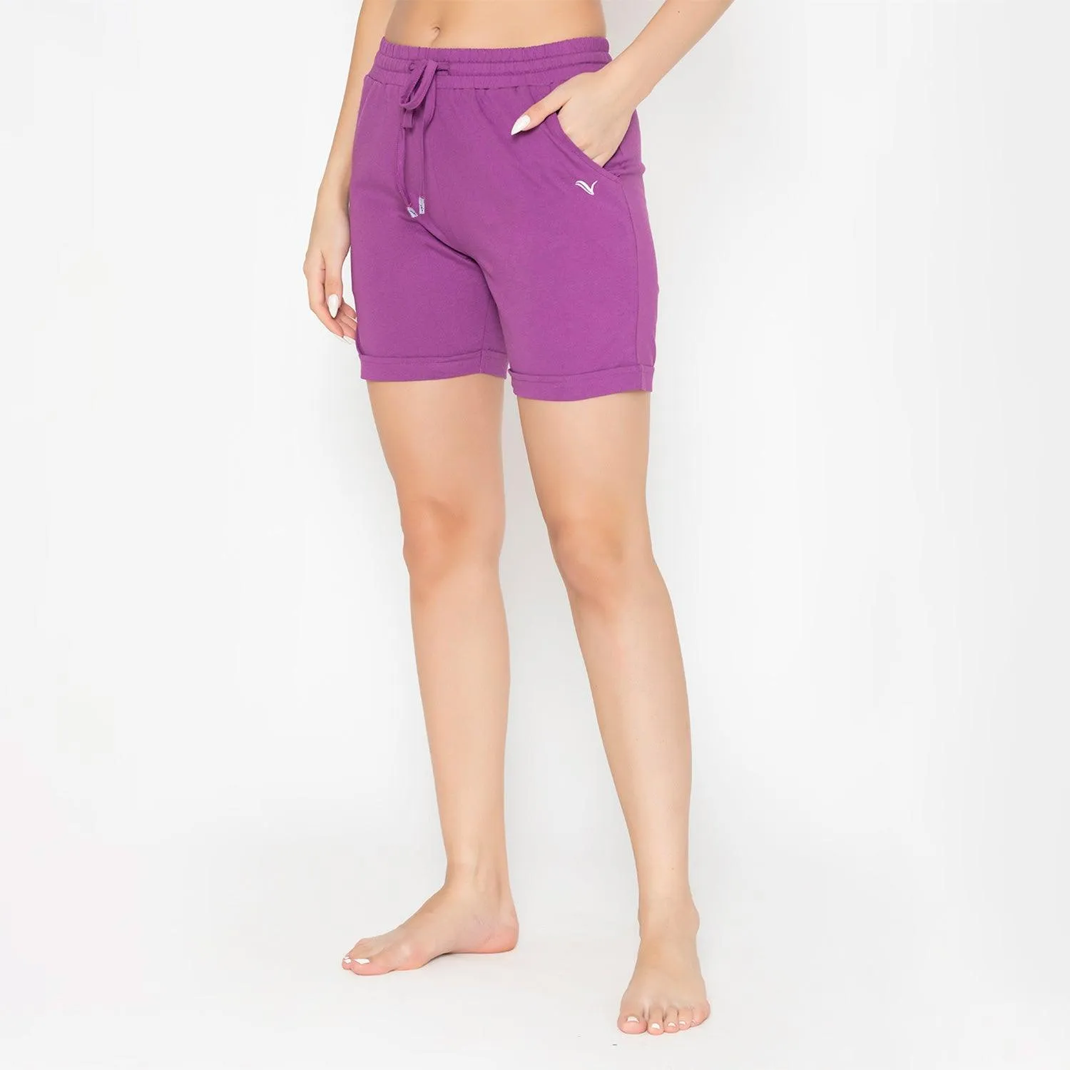 Plain Knitted Shorts For Women - Dahlia