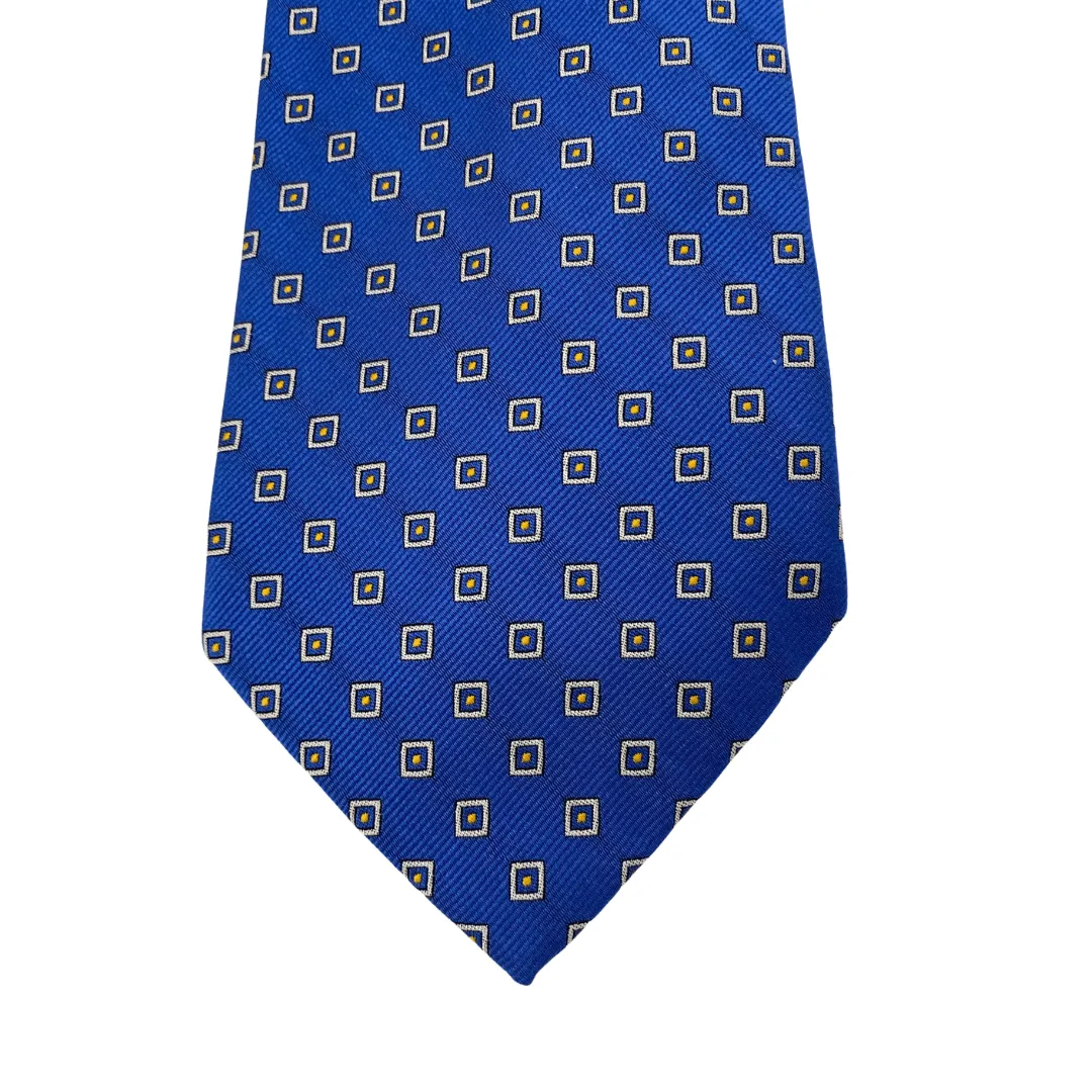 POLO Mini Square Pattern Silk Tie - Blue