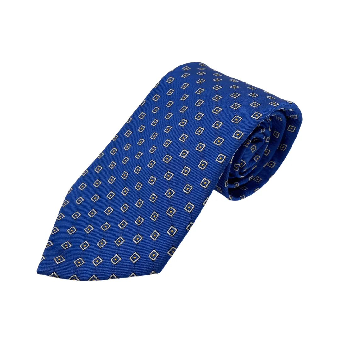 POLO Mini Square Pattern Silk Tie - Blue