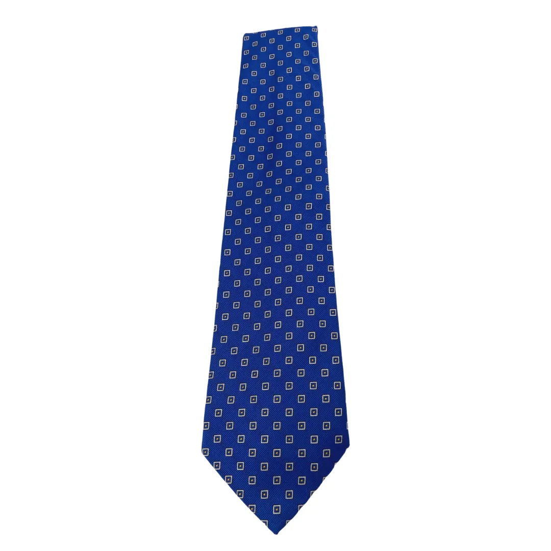 POLO Mini Square Pattern Silk Tie - Blue