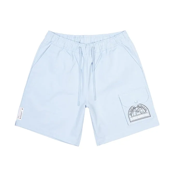 Printed Twill Workwear Shorts - Seabreeze