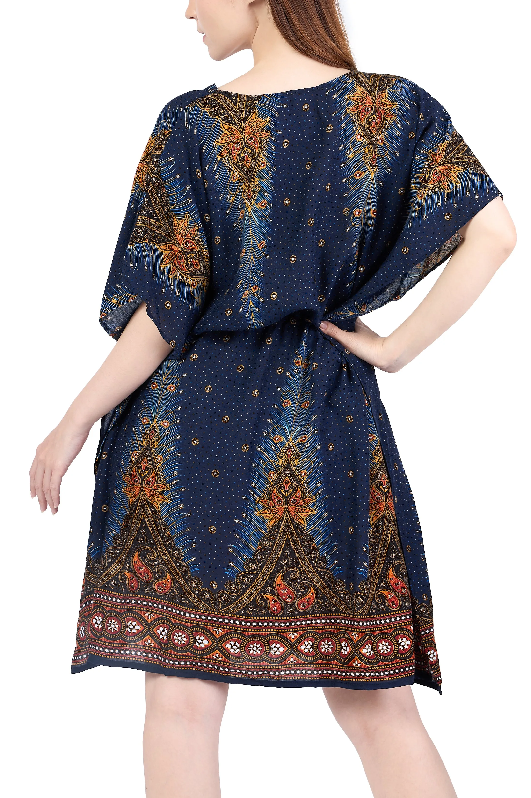 Rayon Boho Tops for Women One Size - Kimono - Dark Blue