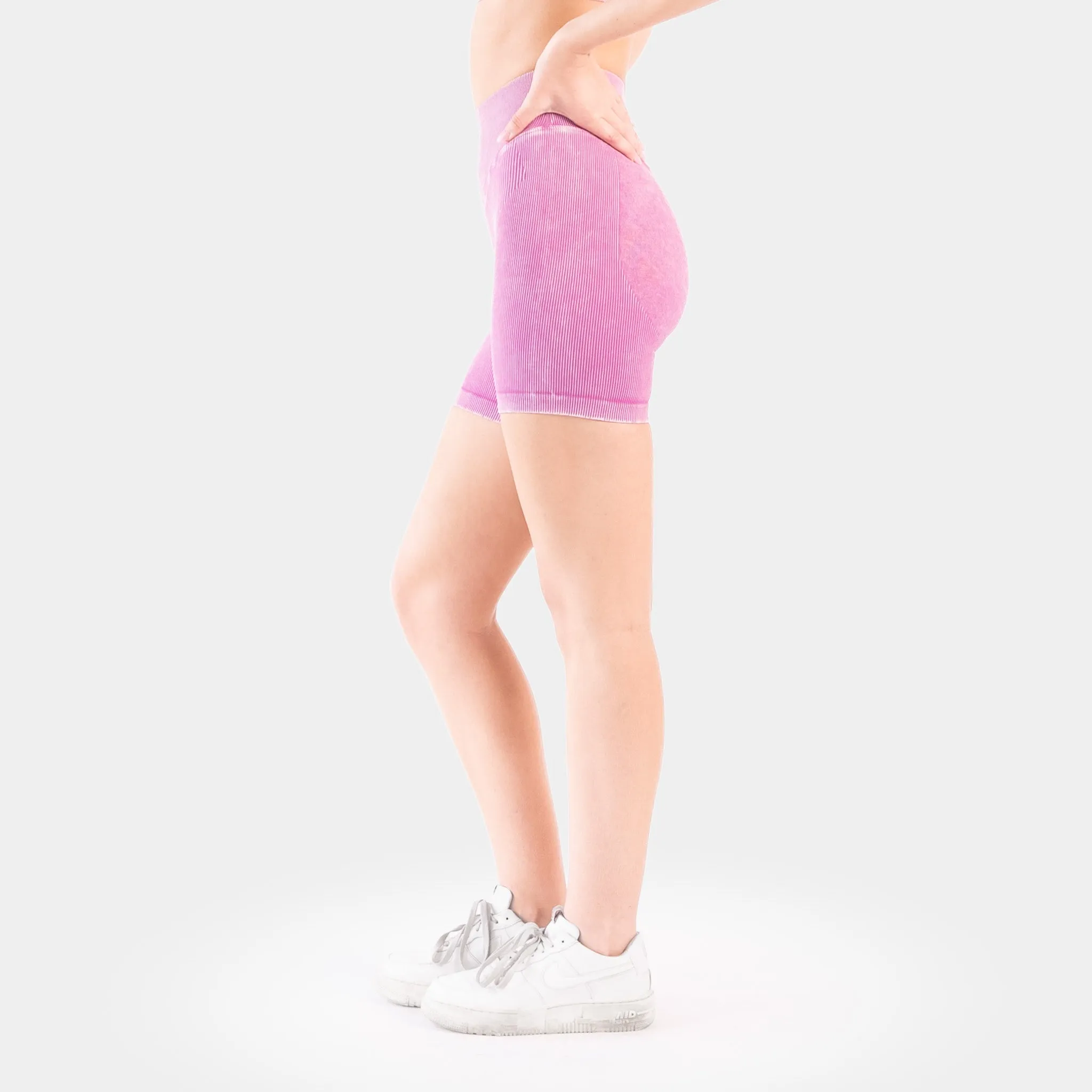 Ribbed Seamless Shorts - Snow Wash Fuchsia - FINAL SALE