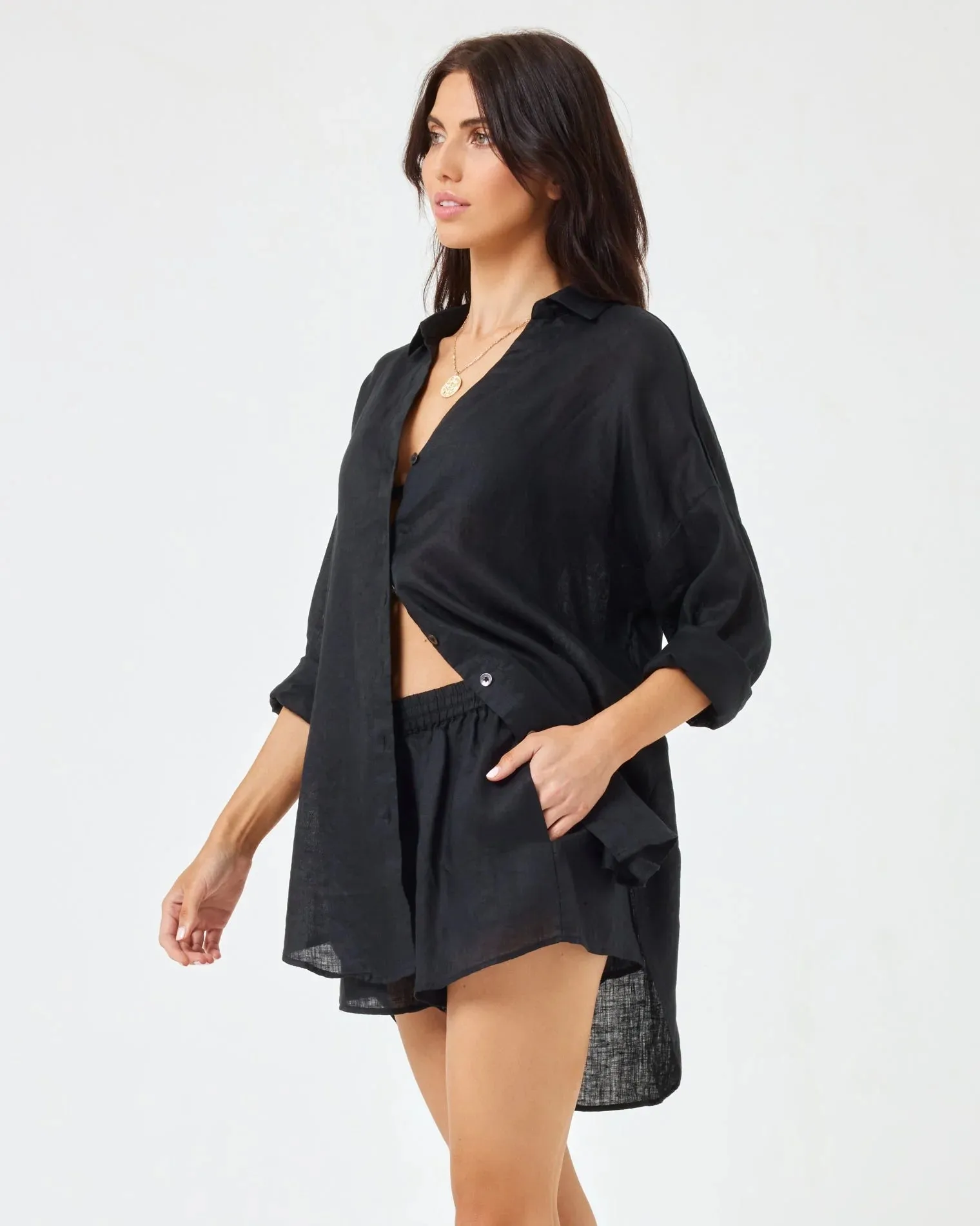 Rio Button Down Tunic - Black