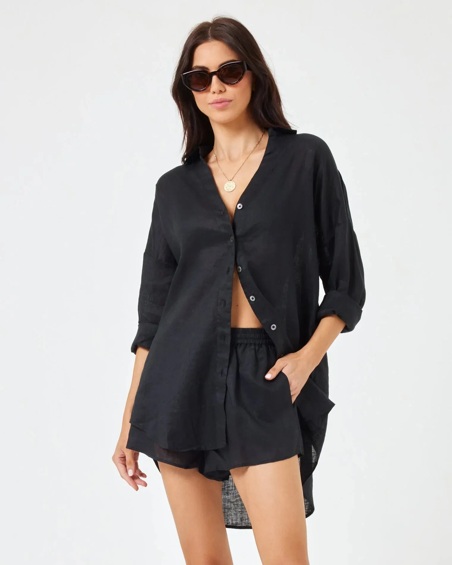 Rio Button Down Tunic - Black