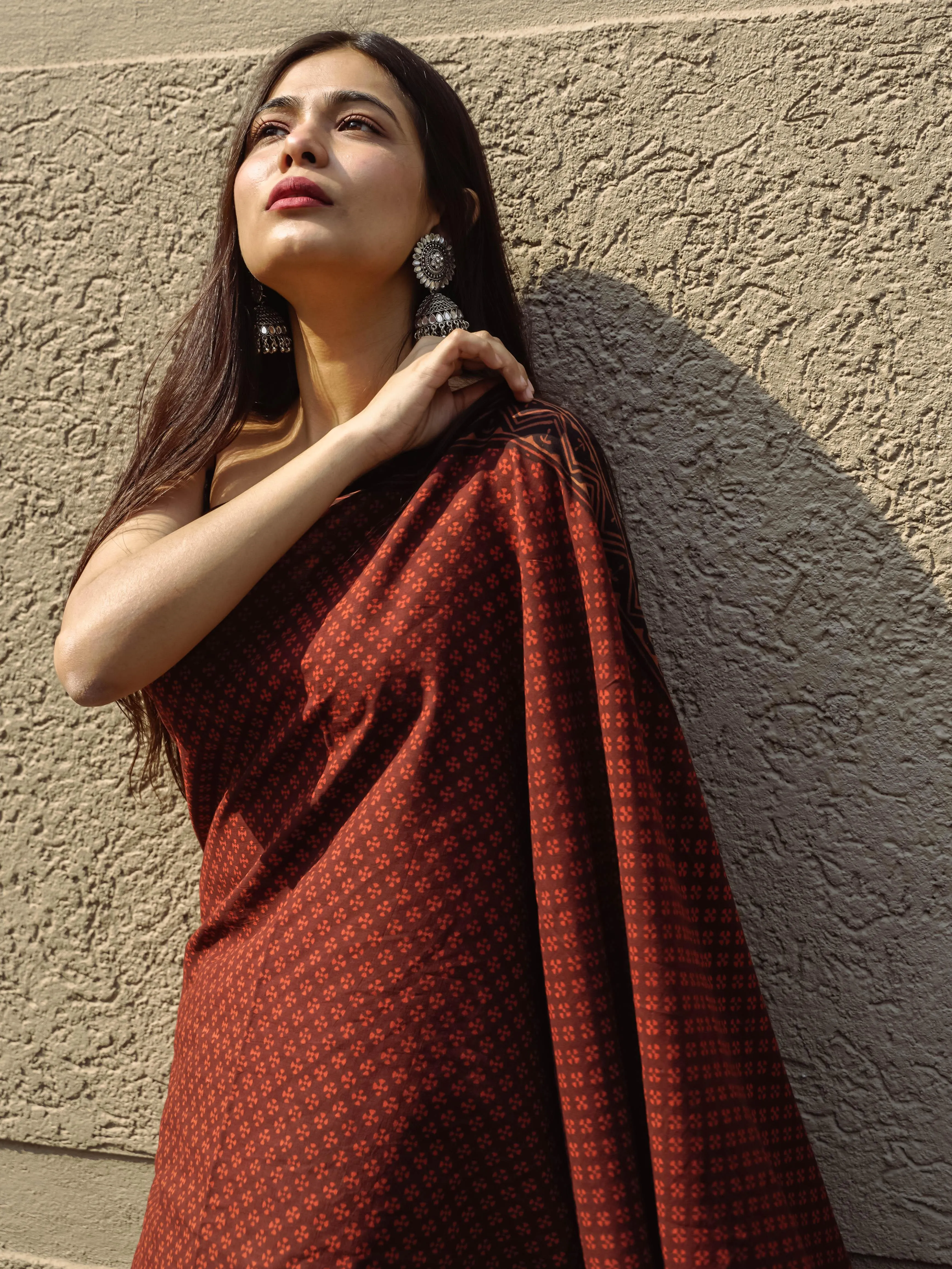 Roheda Makkhi buta natural dyed handblock printed Bagru saree