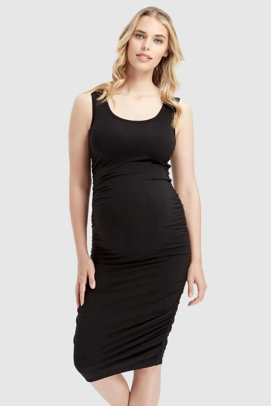 Ruched Tank Dress - Black