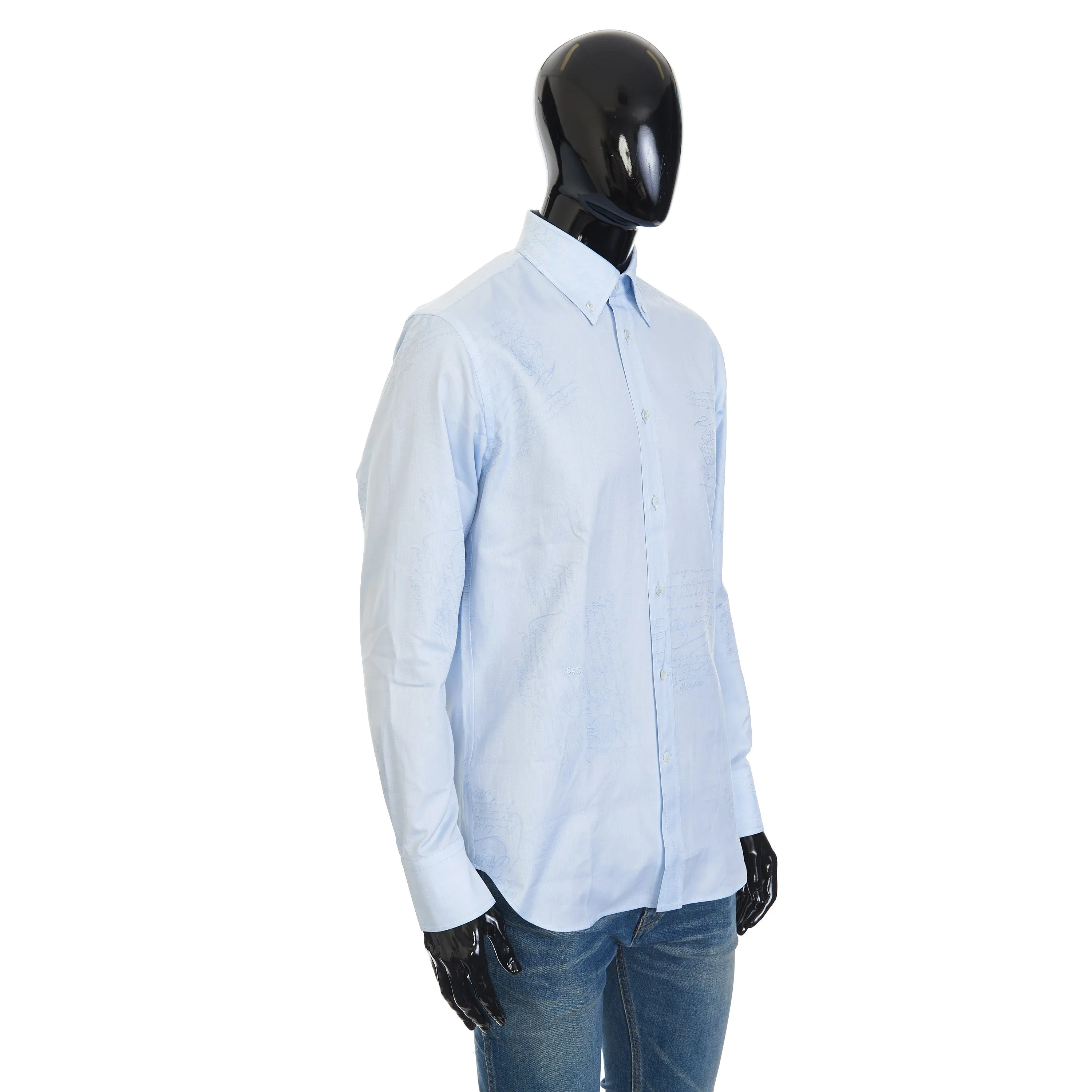 Scritto Button-Down Collar Shirt In Sky Blue Cotton