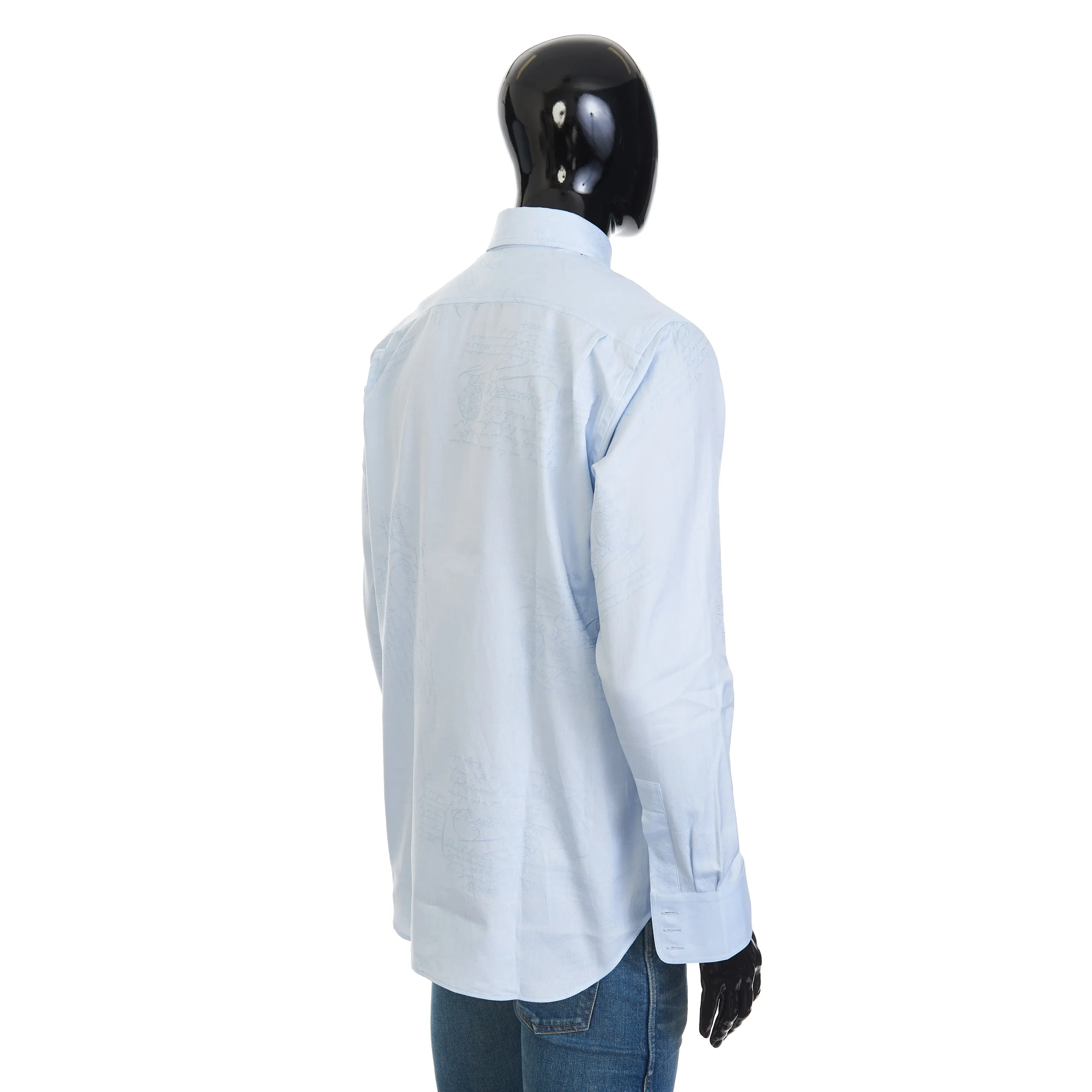 Scritto Button-Down Collar Shirt In Sky Blue Cotton