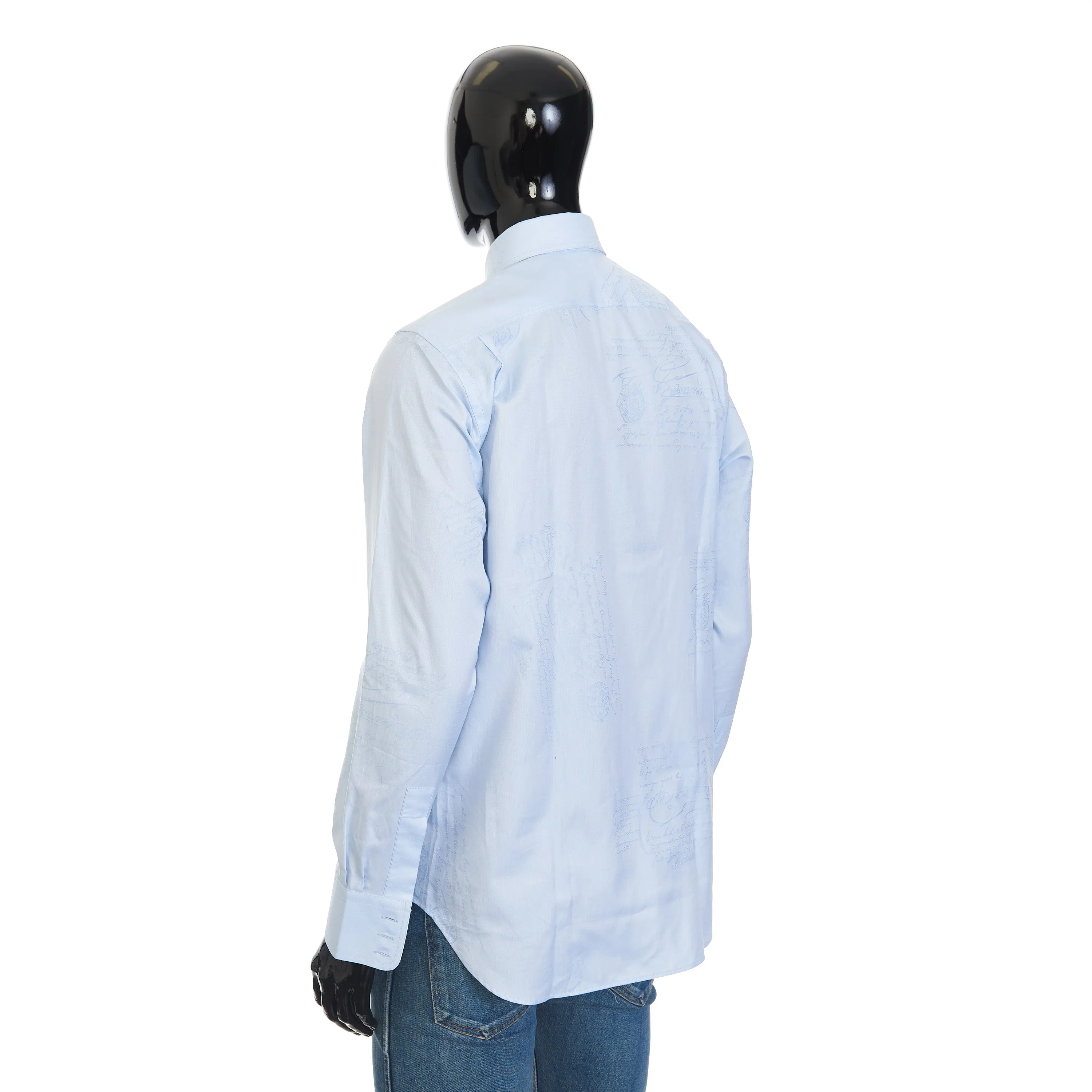 Scritto Button-Down Collar Shirt In Sky Blue Cotton