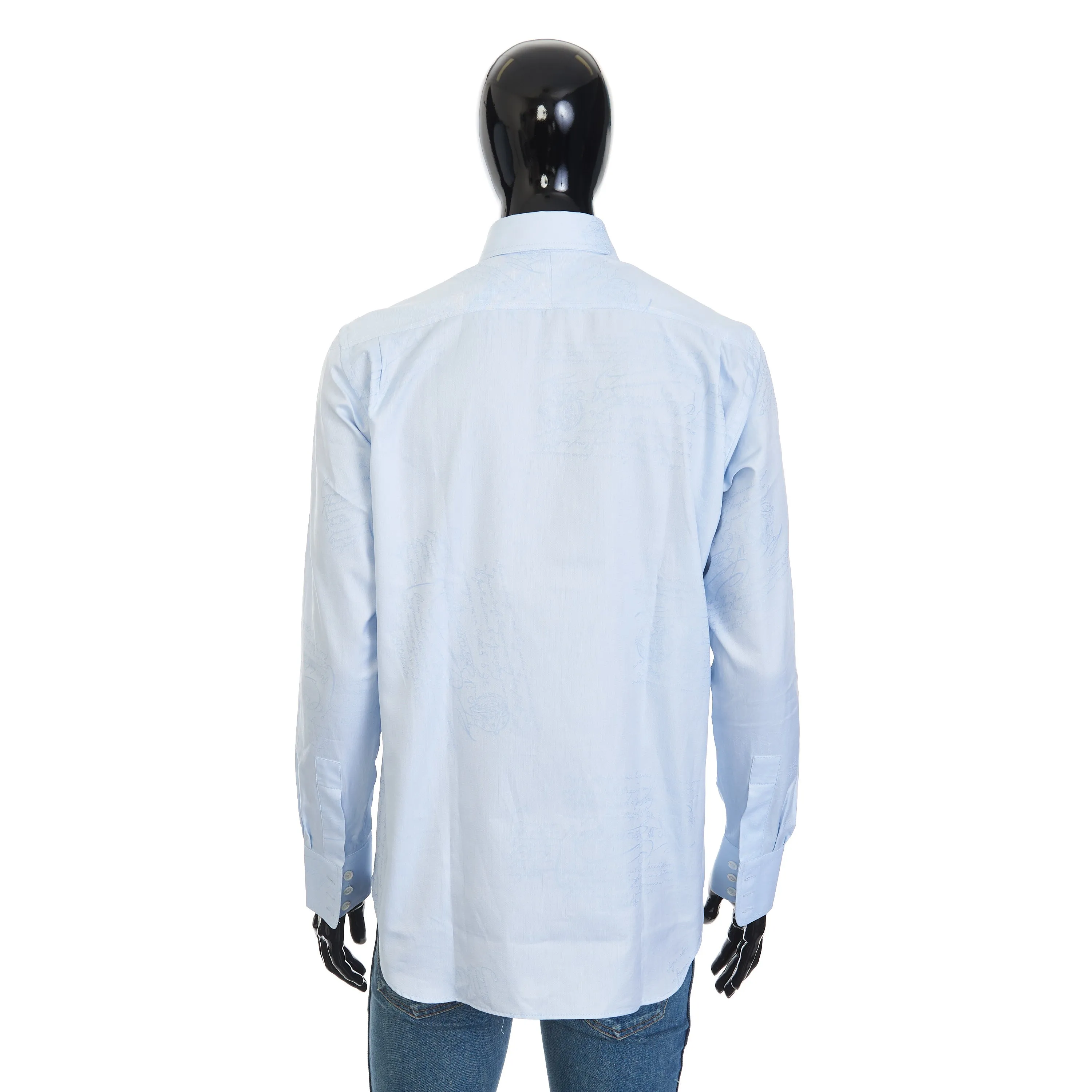 Scritto Button-Down Collar Shirt In Sky Blue Cotton