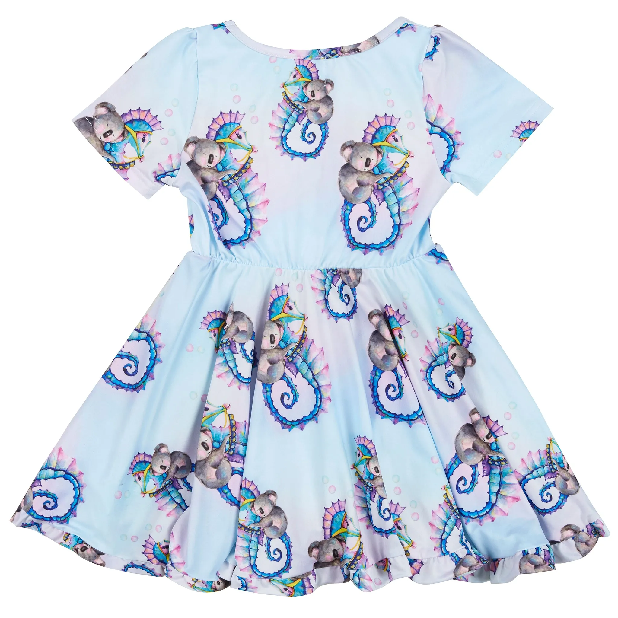 Seahorse Koala Short Sleeve Twirl Dress