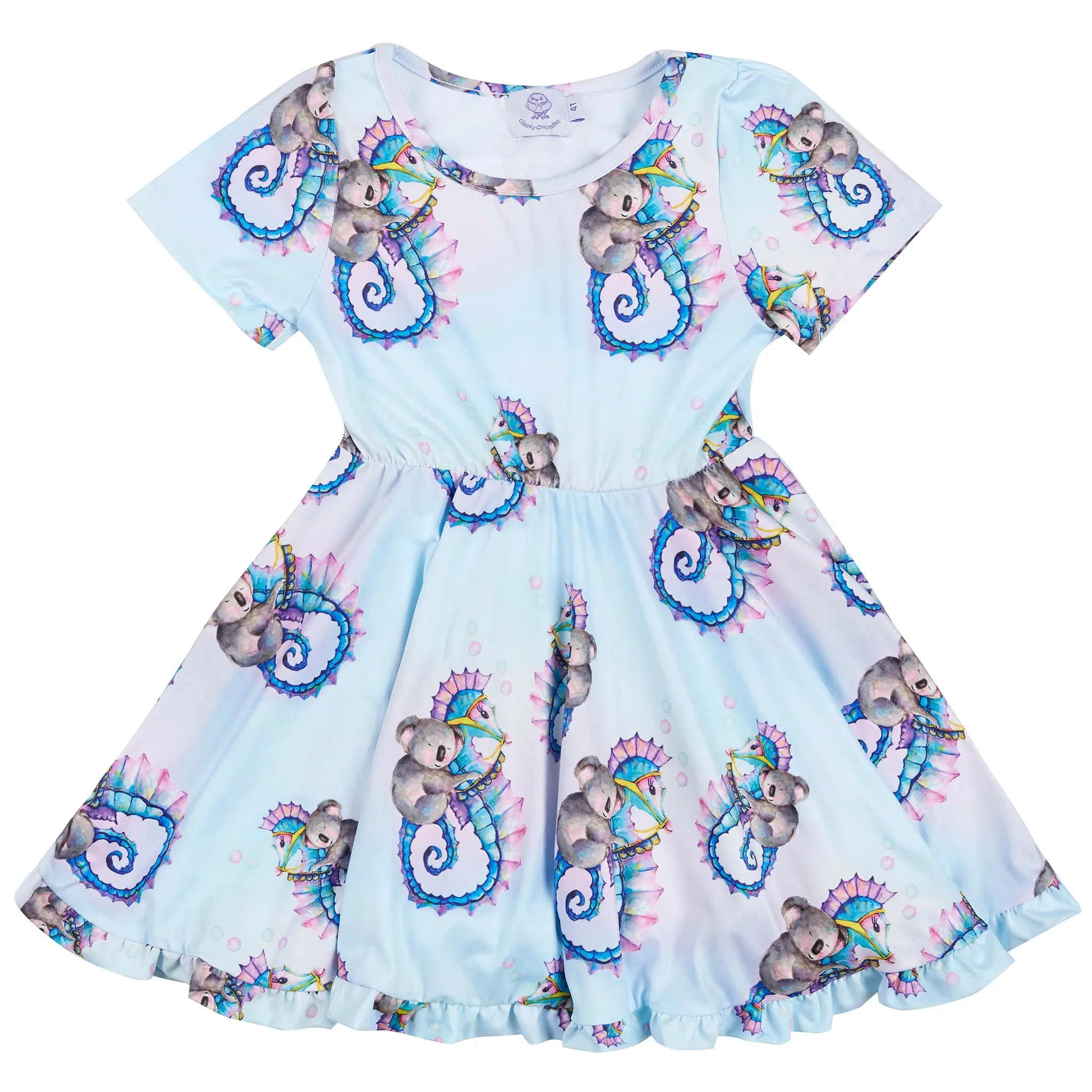 Seahorse Koala Short Sleeve Twirl Dress