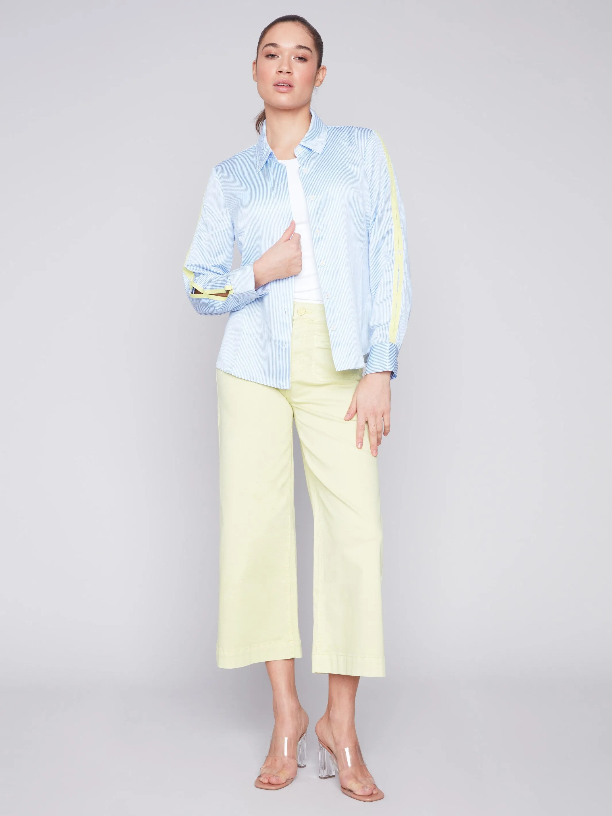 Striped Poplin Shirt - Sky