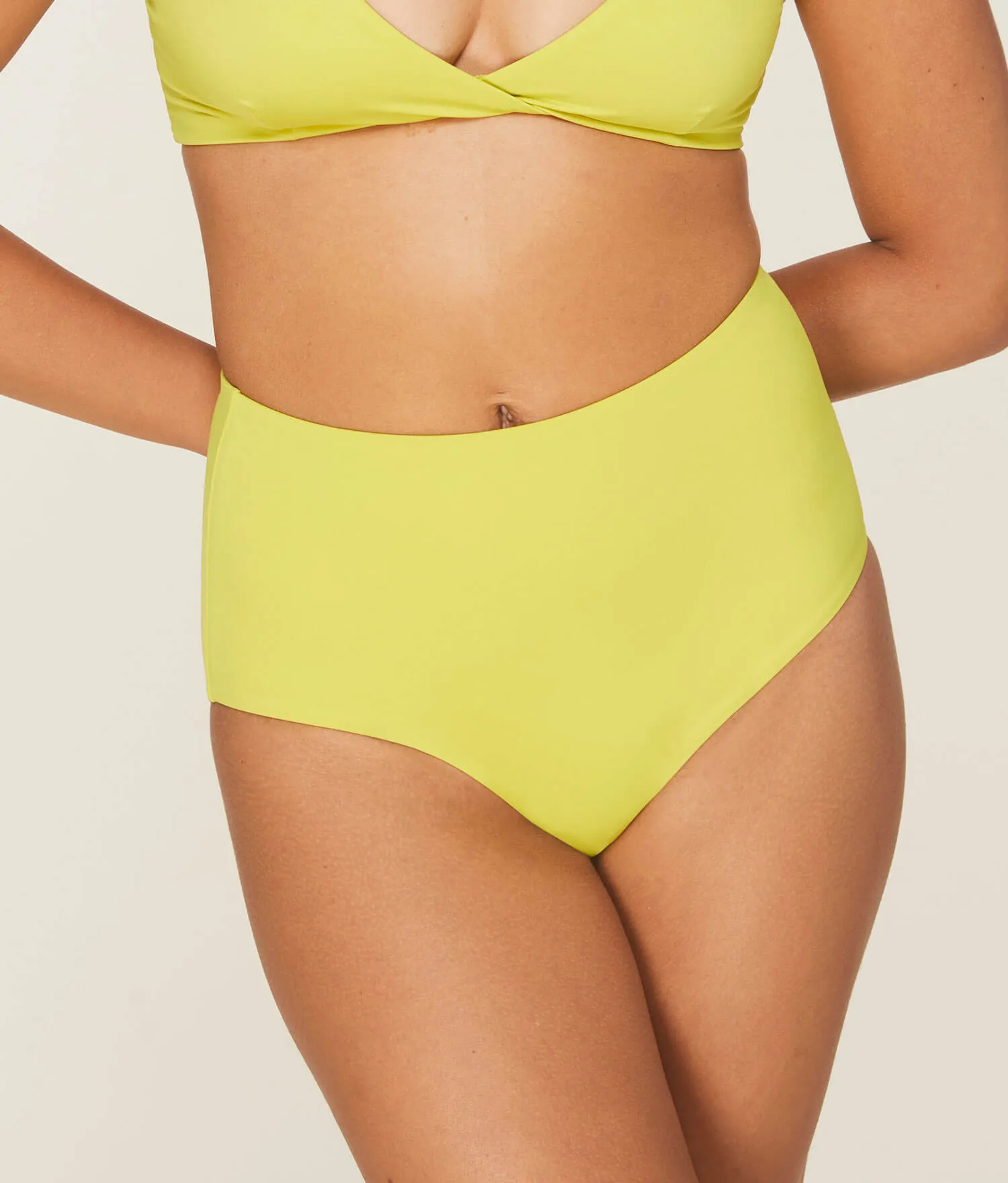 The High - Waisted - Bottom - Glossy Eco Nylon - Honeysuckle