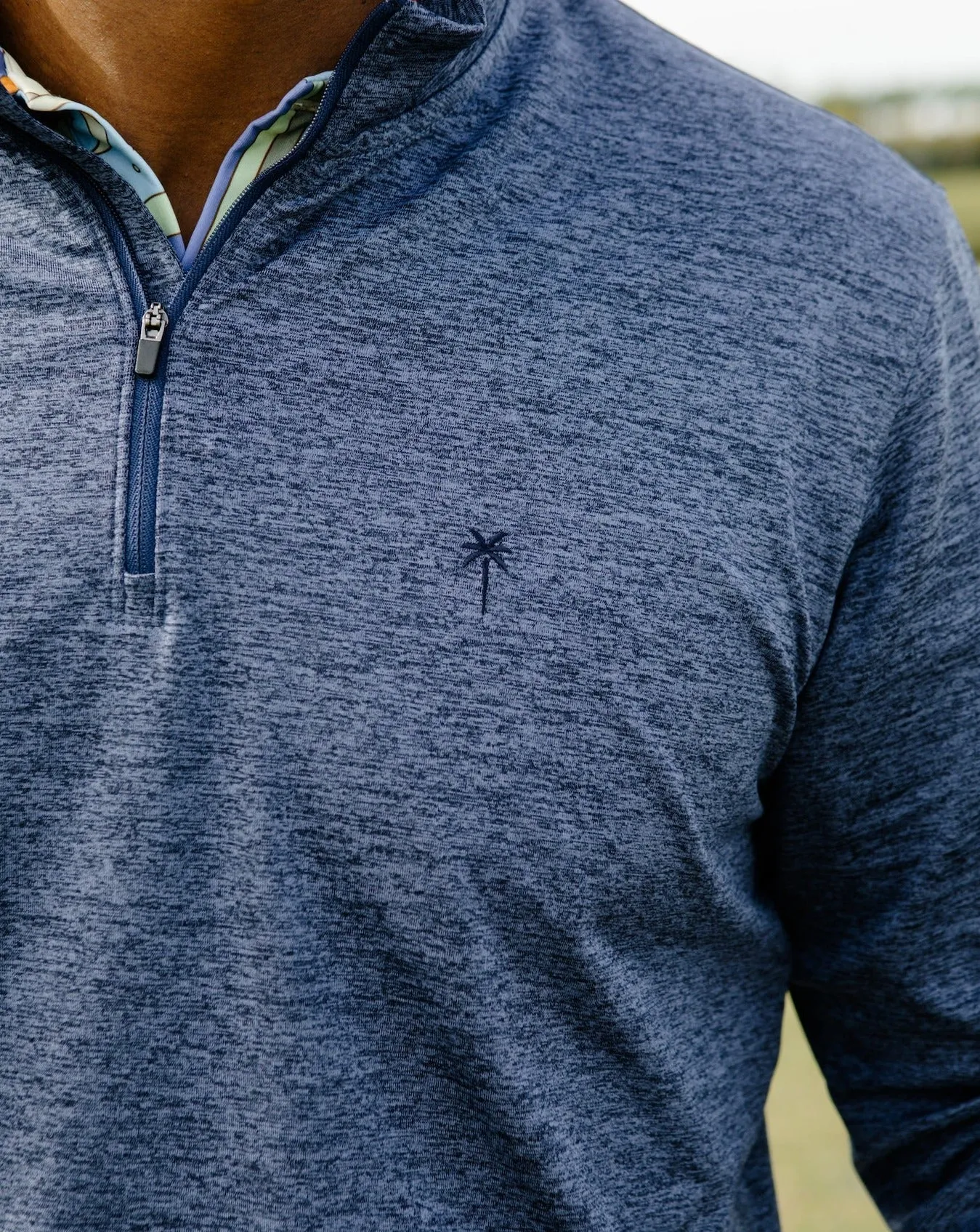 The Pacific Chill - Heathered Navy Quarter Zip Pullover