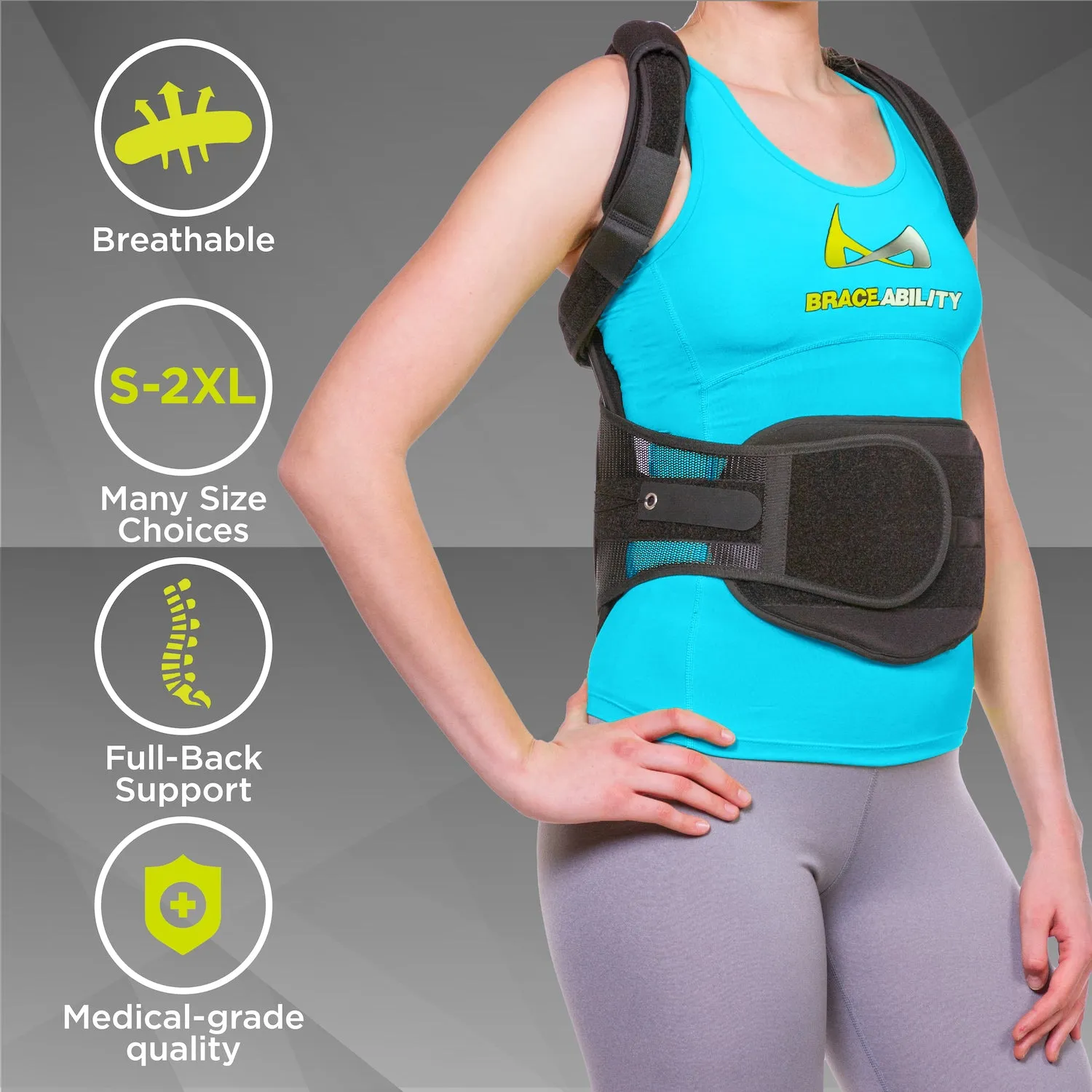 TLSO Thoracic Full Back Brace | Postural Kyphosis, Parkinson's & Fractured Vertebrae Clamshell Support