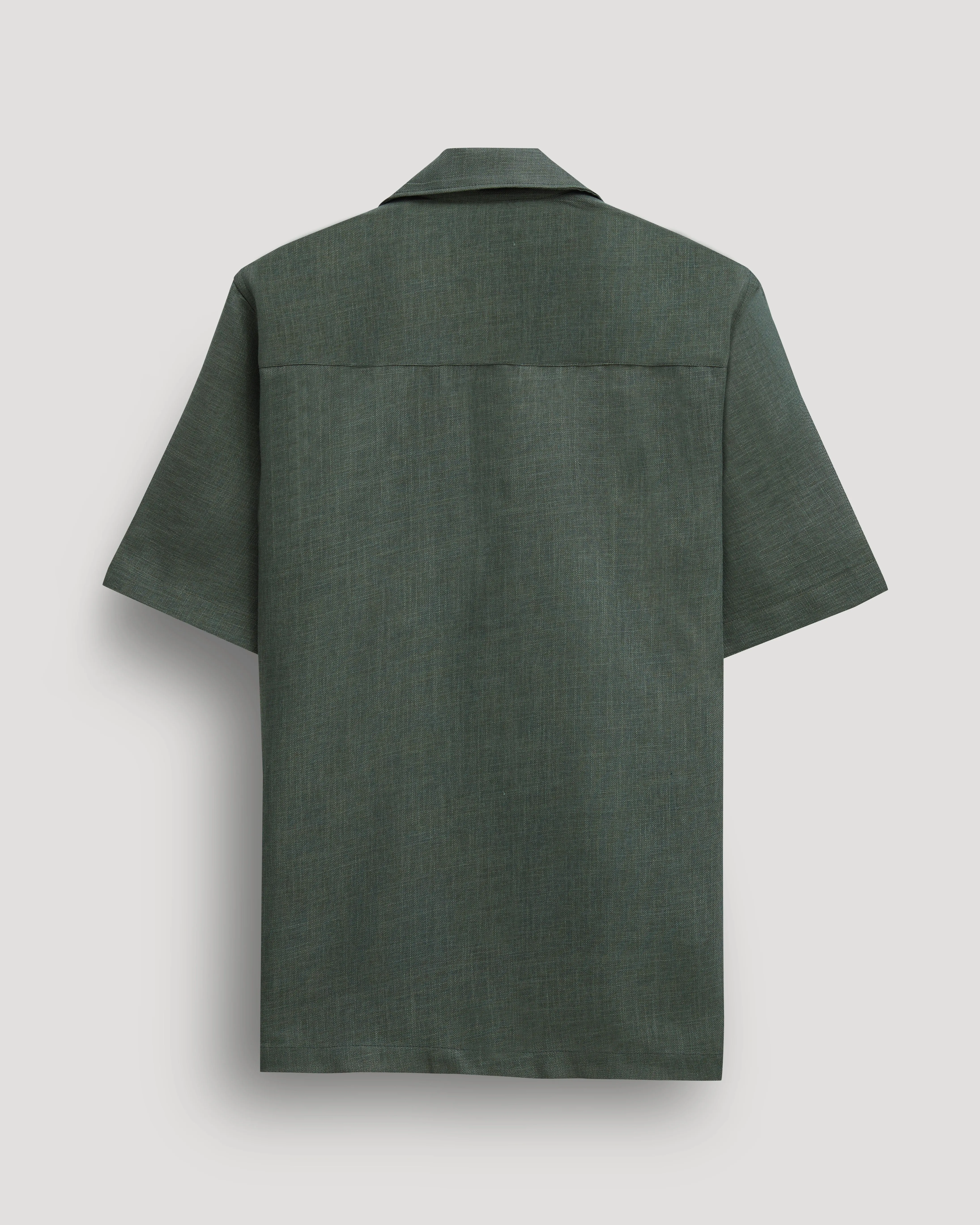 Turtle green half sleeve linen shirt for men