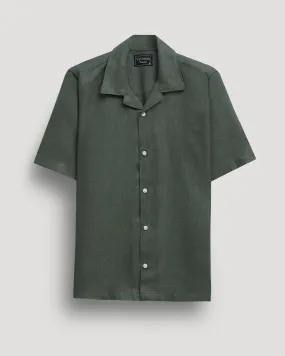 Turtle green half sleeve linen shirt for men