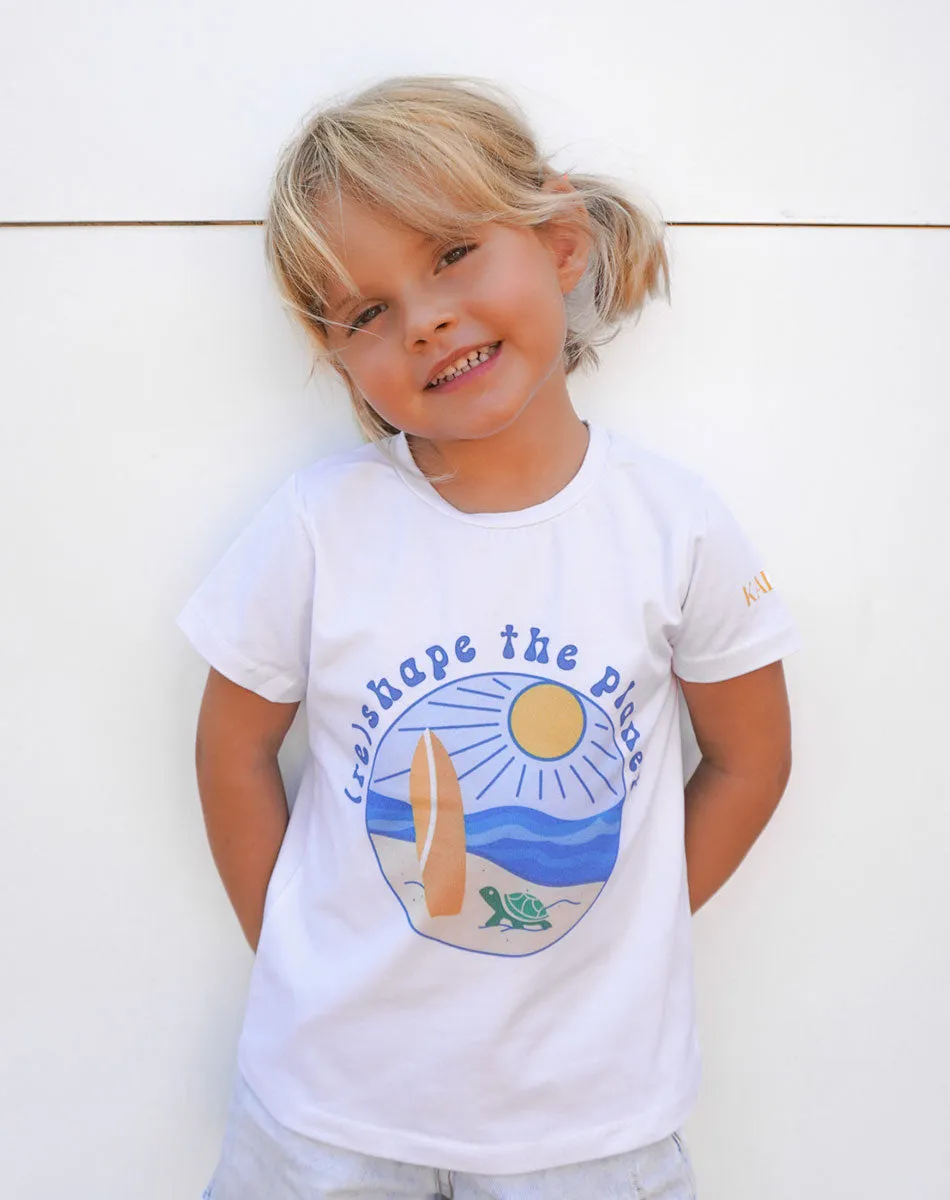 Turtle Surf T-Shirt white - Kids