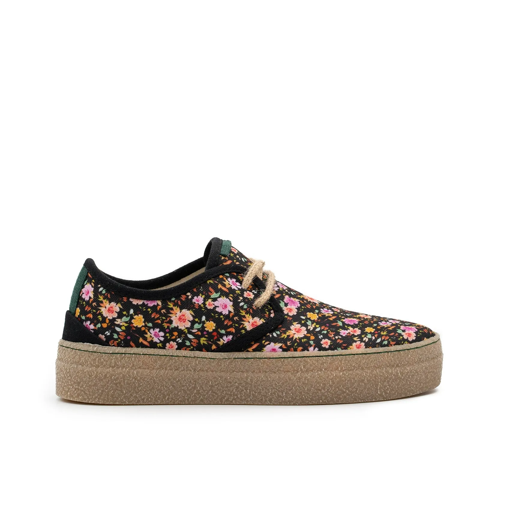 Vegan shoe black flowers GOO007