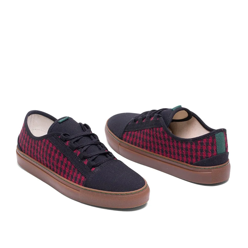 Vegan sneaker houndstooth red CUV005