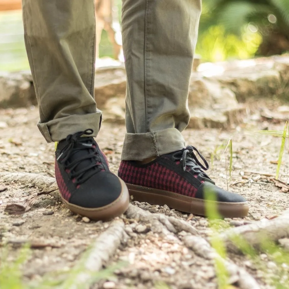 Vegan sneaker houndstooth red CUV005