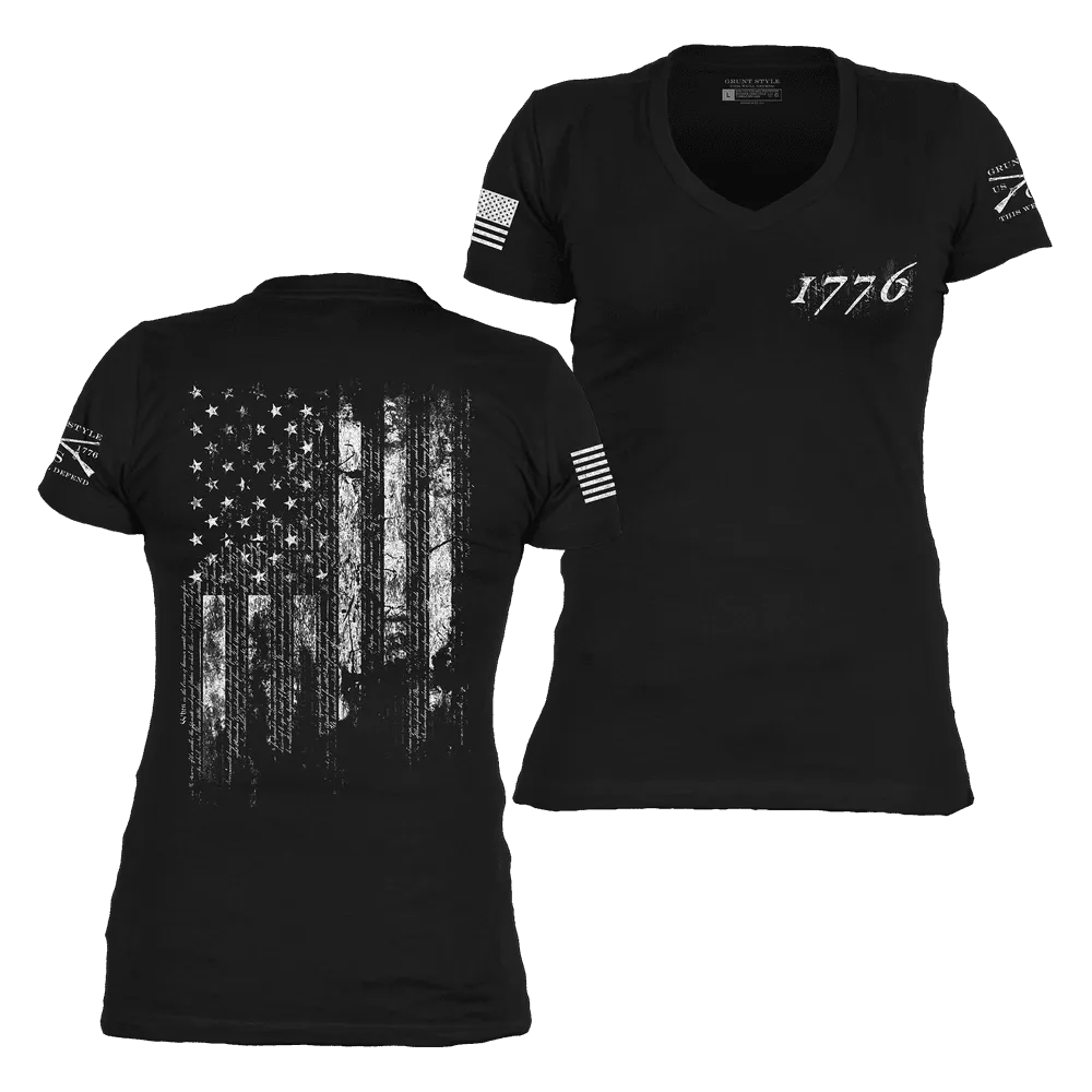 Women's 1776 Flag V-Neck - Black