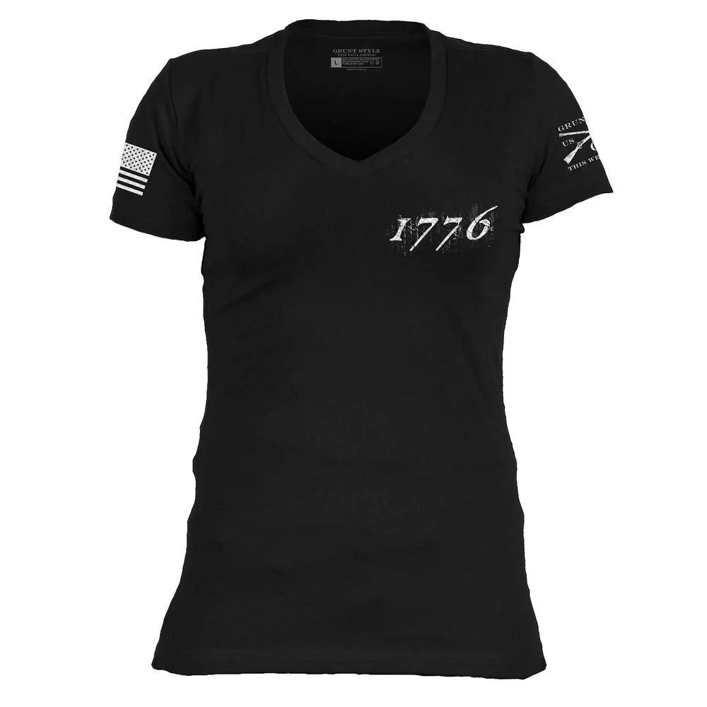 Women's 1776 Flag V-Neck - Black