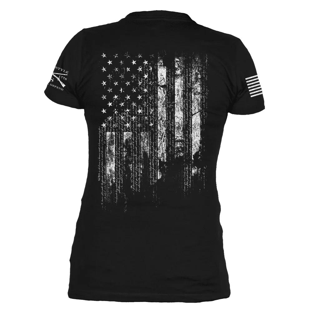 Women's 1776 Flag V-Neck - Black