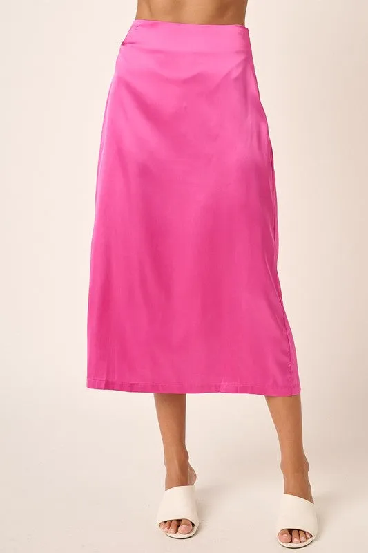 Zelda Stretch Satin Midi Skirt