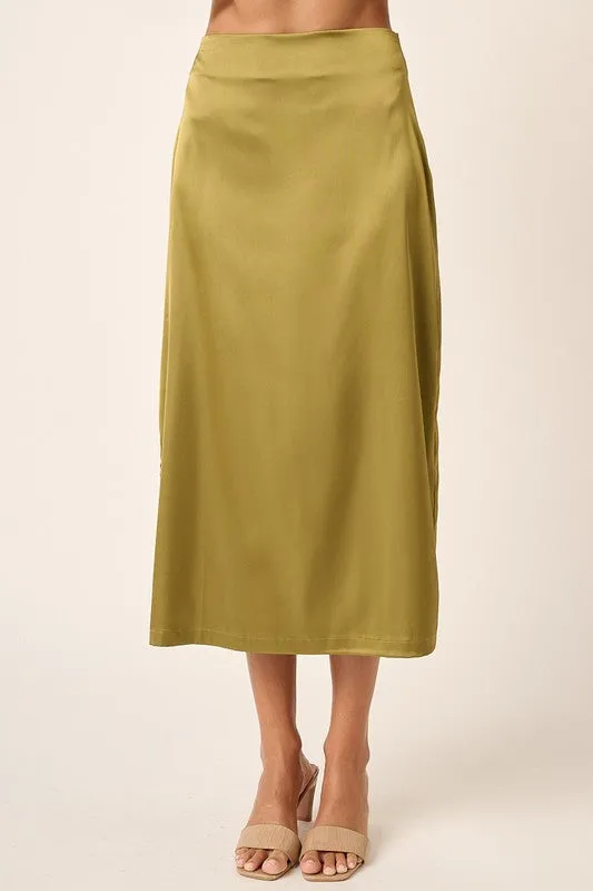 Zelda Stretch Satin Midi Skirt